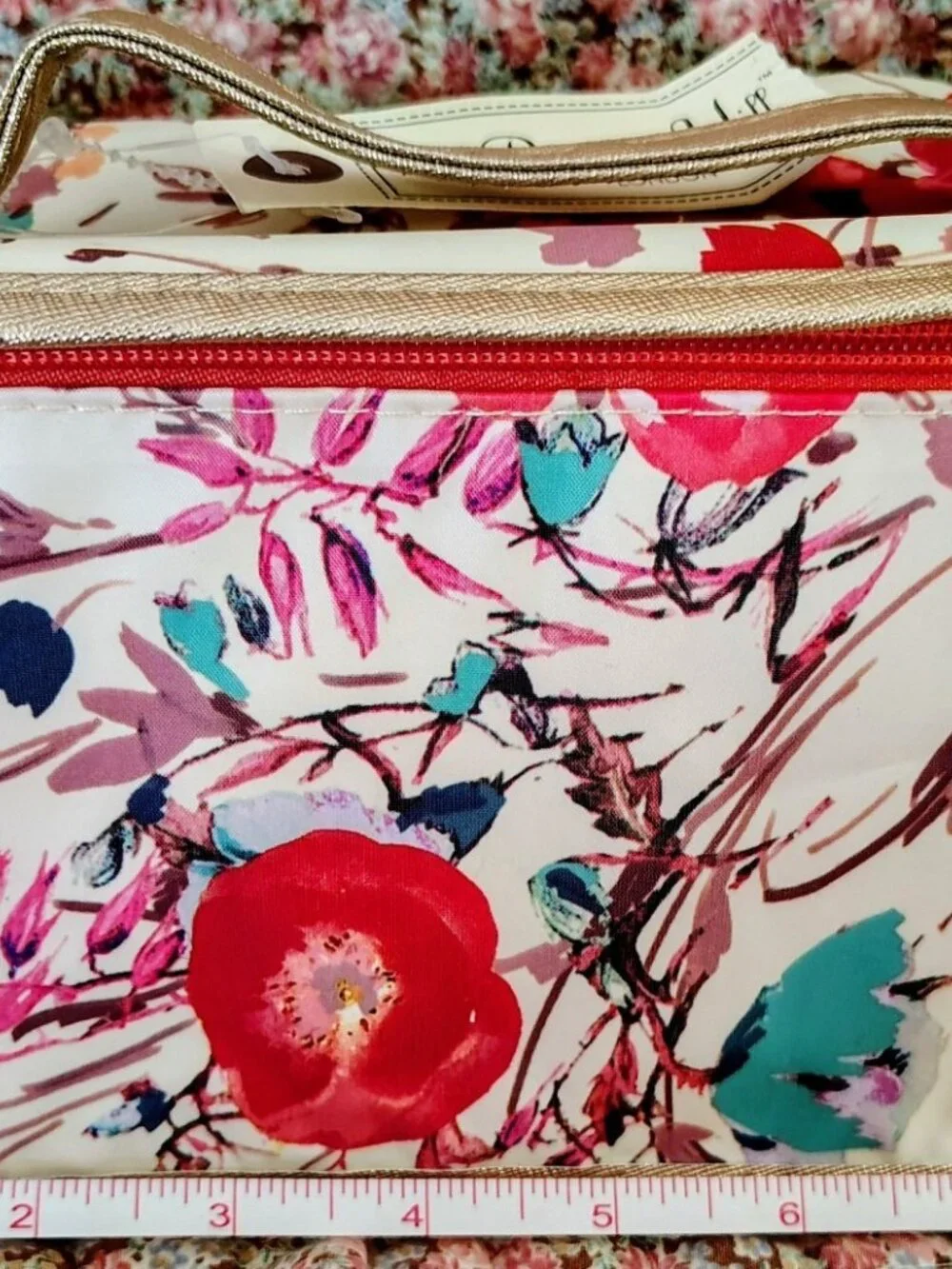 NWT Primrose Hill London Travel Cosmetics Tote Bag w/Handle Flowers/Poppies